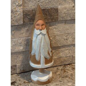 Hand Carved Wood Elf Gnome Santa Christmas Decor Cabin 8”